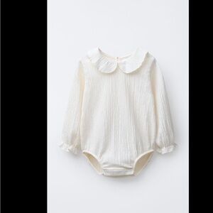 Zara White Long Sleeve Baby Romper
